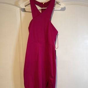 Express Halter neck cutout back mini dress in pink